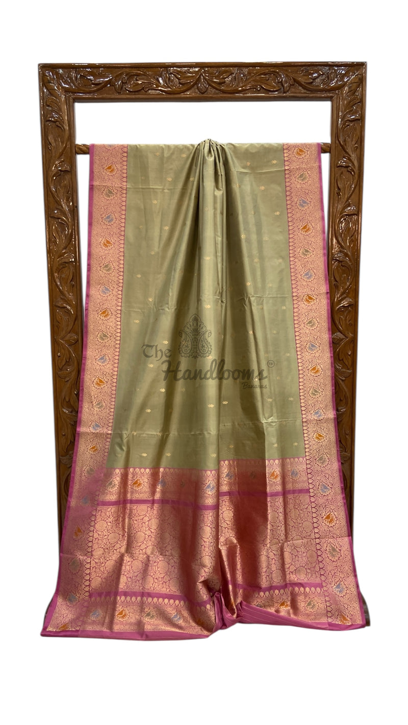 Pure Katan Silk Banarasi Handloom Saree - All Over Kadua Motifs - The Handlooms