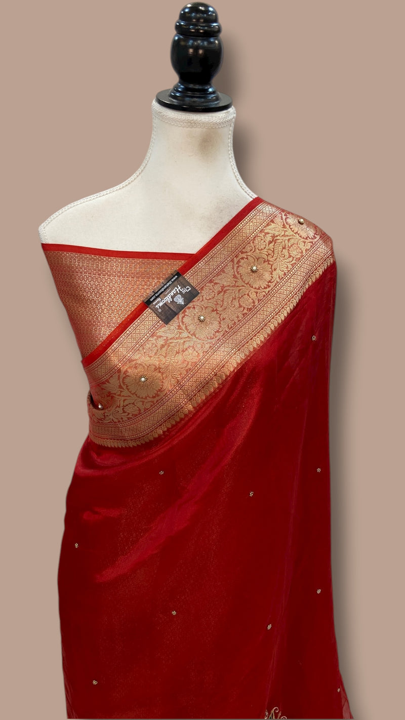 Pure Kora Tissue Handloom Banarasi Saree - Handwork - The Handlooms