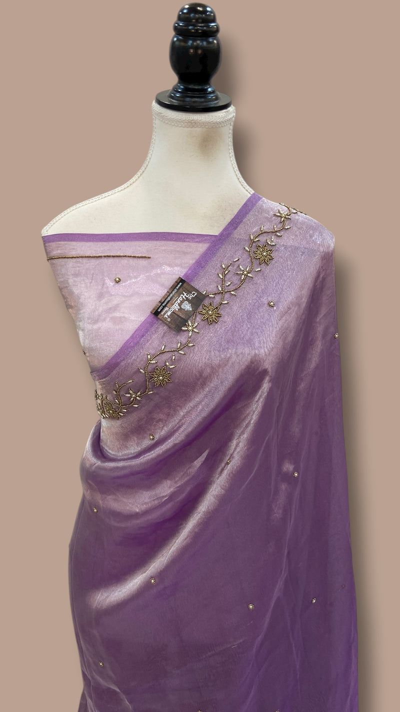 Pure Kora Tissue Handloom Banarasi Saree - Handwork - The Handlooms