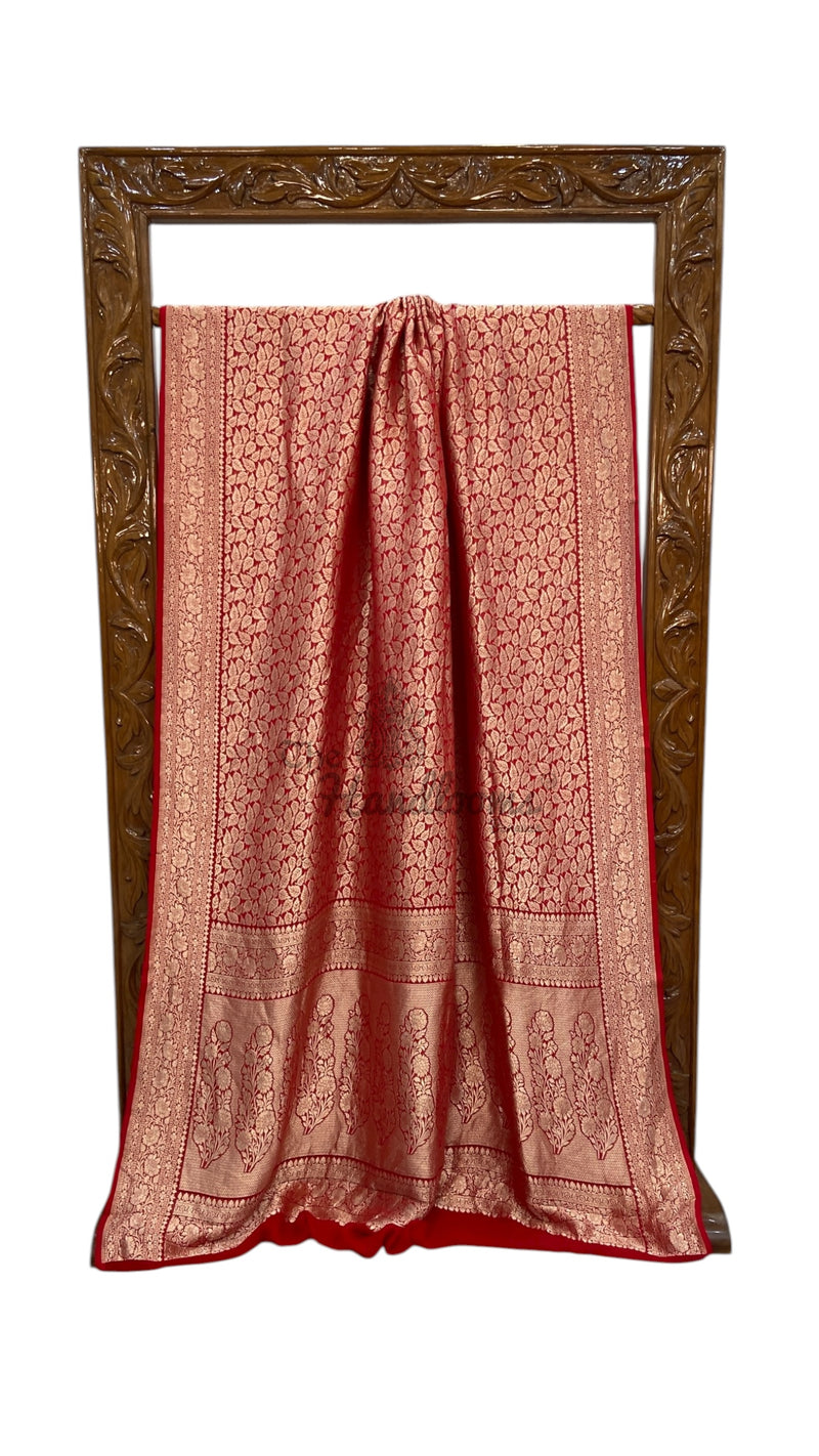 Khaddi Georgette Handloom Banarasi Saree - Tanchui Brocade - The Handlooms