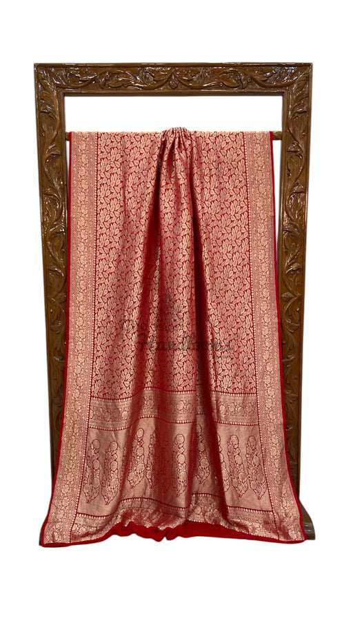 Khaddi Georgette Handloom Banarasi Saree - Tanchui Brocade - The Handlooms
