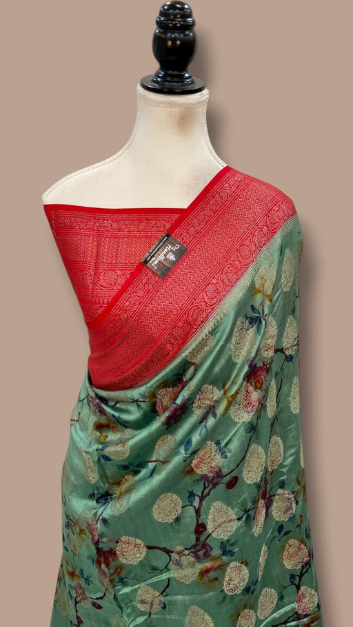 Pure Chiniya Silk Handloom Banarasi Saree Digital Print - The Handlooms