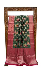 Pure Chiniya Silk Handloom Banarasi Saree Digital Print - The Handlooms