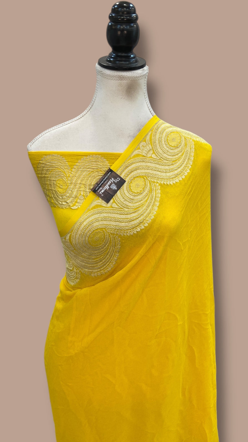 Khaddi Georgette Handloom Banarasi Saree - The Handlooms