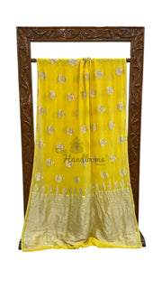 Pure Khaddi Georgette Banarasi Saree -  Water Zari - The Handlooms