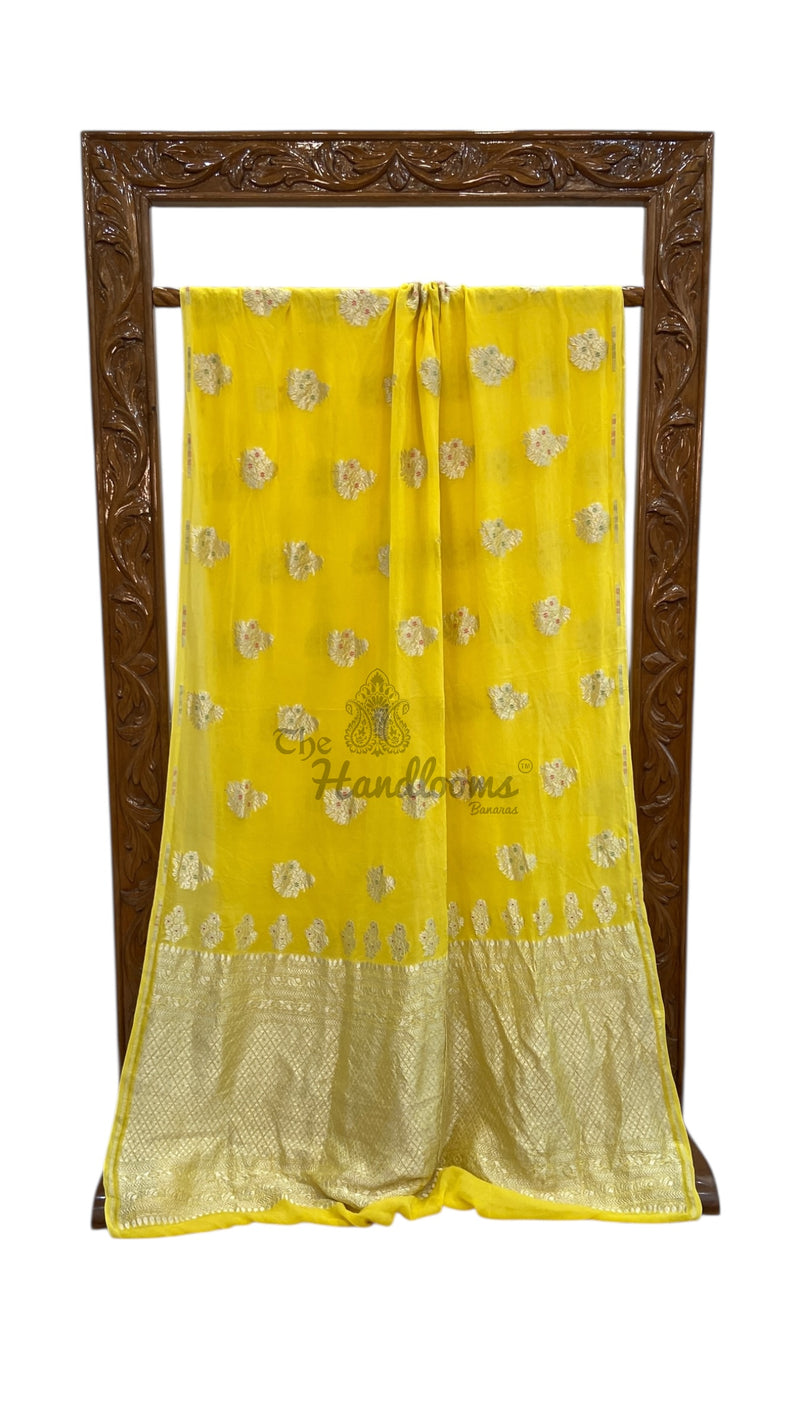 Pure Khaddi Georgette Banarasi Saree -  Water Zari - The Handlooms