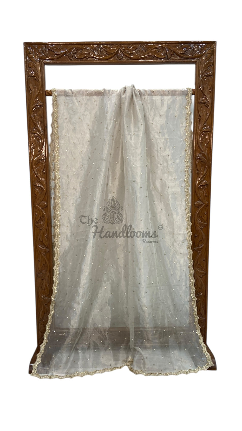 Handwork Rooom Pure Kora Tissue Handloom Banarasi Saree - Handwork — The Handlooms
