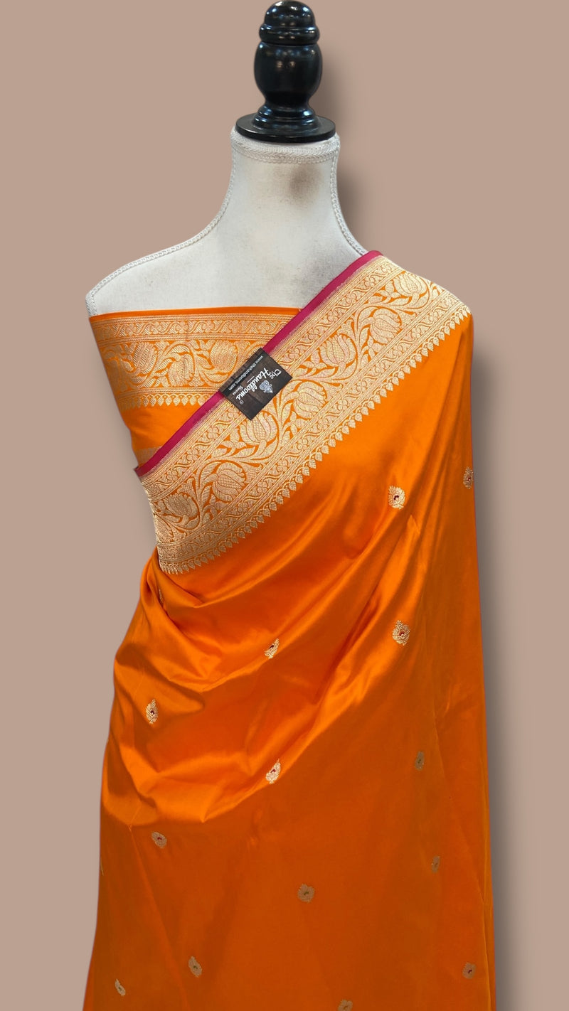 Pure Katan Silk Banarasi Handloom Saree - All Over Kadua Motifs - The Handlooms