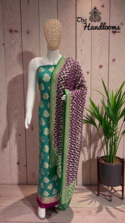 Khaddi Georgette Banarasi Dress Material Water Zari - The Handlooms