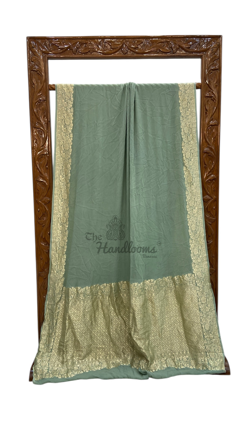 Khaddi Georgette Handloom Banarasi Saree - The Handlooms