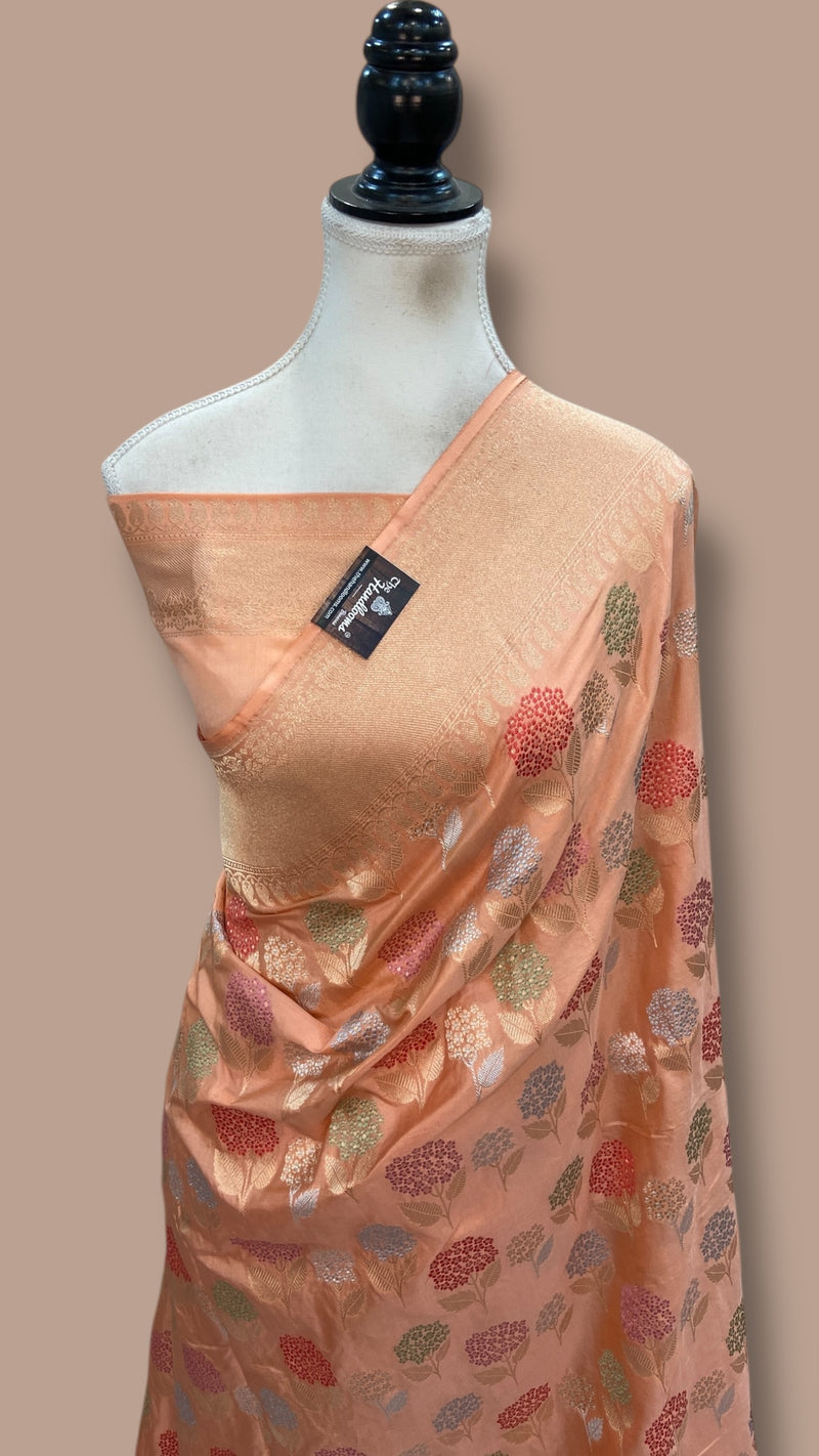 Pure Katan Silk Banarasi Handloom Saree - All over Jaal work - With Meenakari