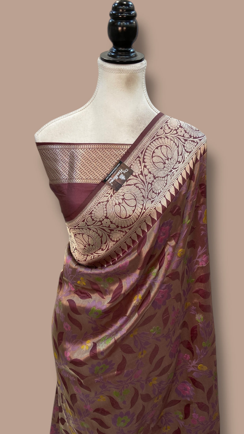 Regal Pure Katan Silk Banarasi Saree – Handwoven Tanchui Brocade With Meenakari Jaal Work