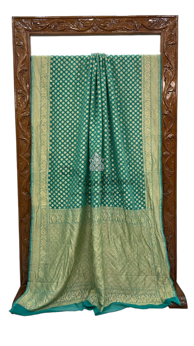 Pure Khaddi Georgette Banarasi Saree -  Gold zari - The Handlooms