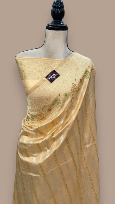 Pure Katan Silk Banarasi Handloom Saree - All over soona roopa  Kadua stripe