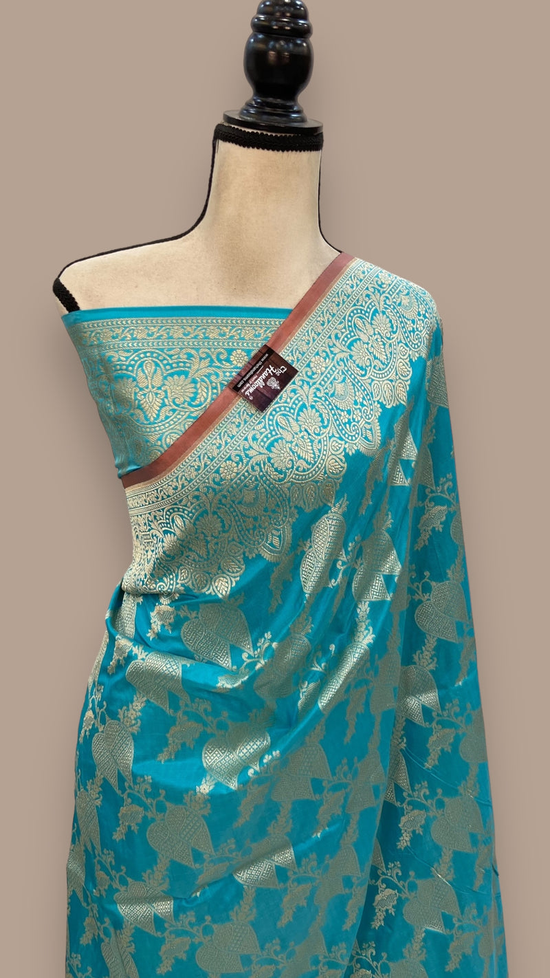 Pure Katan Silk Banarasi Handloom Saree - All Over Jaal Work - The Handlooms