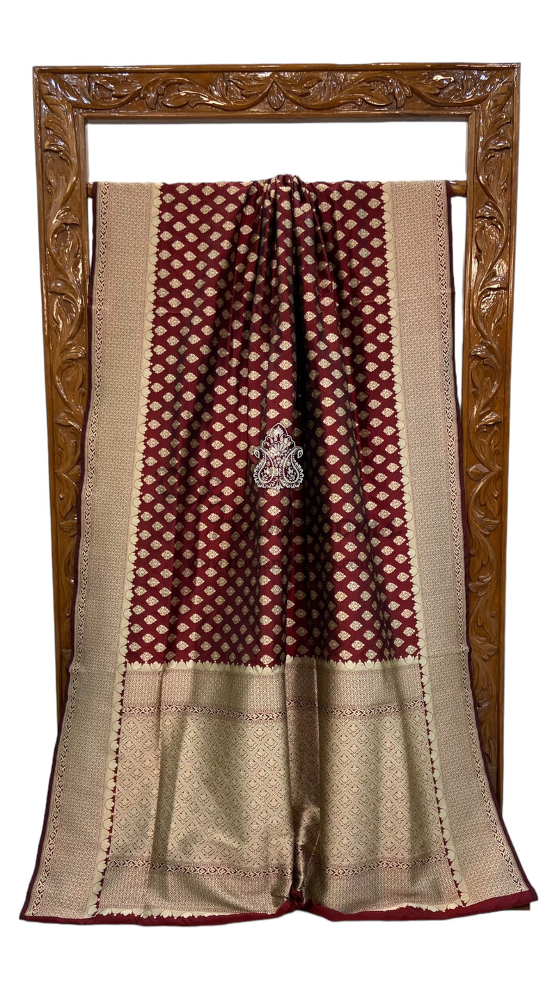 Pure Katan Silk Banarasi Handloom Saree - All Over Jaal Work - The Handlooms