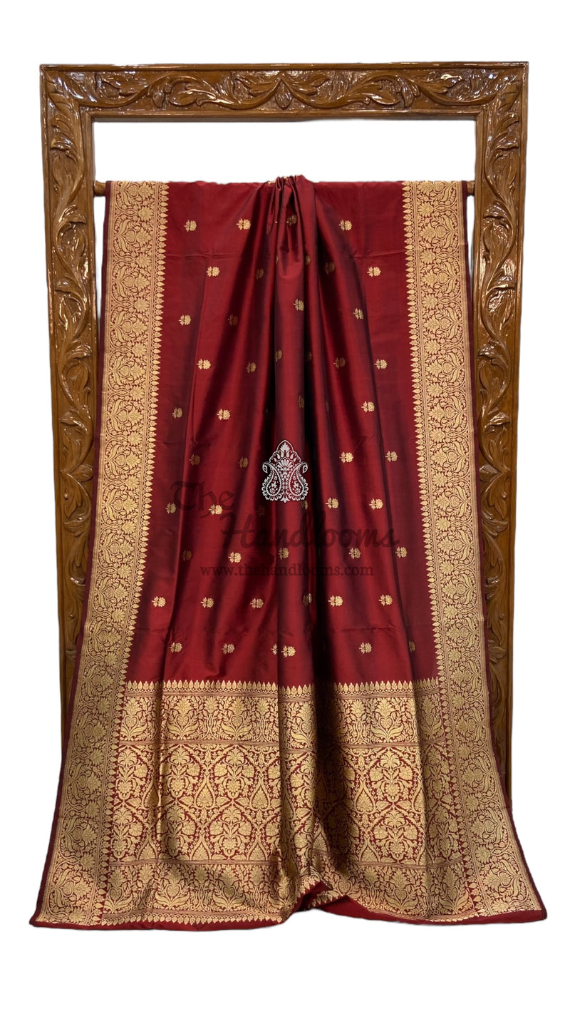 Pure Katan Silk Banarasi Handloom Saree - All over Kadua motifs - The Handlooms