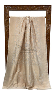 Pure Katan Silk Banarasi Handloom Saree - All over Sona Roopa Jaal work - The Handlooms