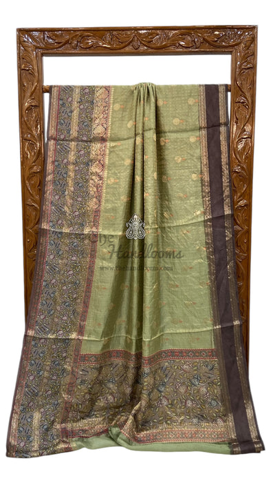 Pure Mango Silk Banarasi Handloom Reshmi Zari Saree With Digital Print