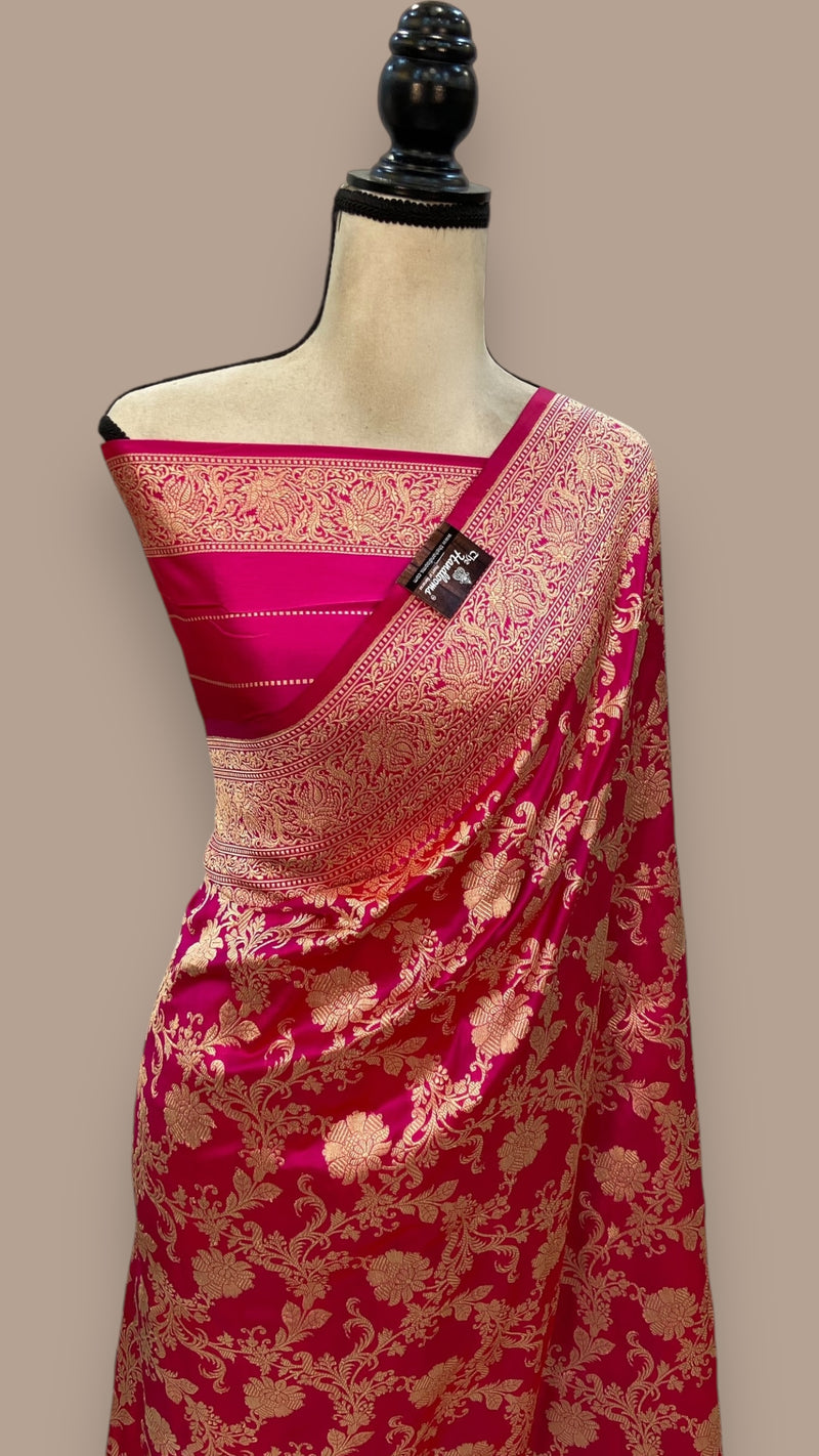 Pure Katan Silk Banarasi Handloom Saree - All over kadiyal Jaal work - The Handlooms