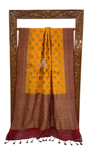 Pure Khaddi Georgette Banarasi Saree - Antique zari - The Handlooms