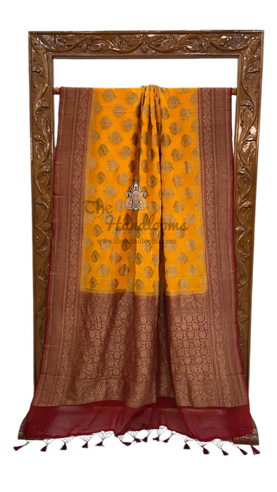 Pure Khaddi Georgette Banarasi Saree - Antique zari