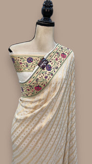 Pure Georgette Banarasi Handloom Saree - with meenakari work Gold Zari - The Handlooms