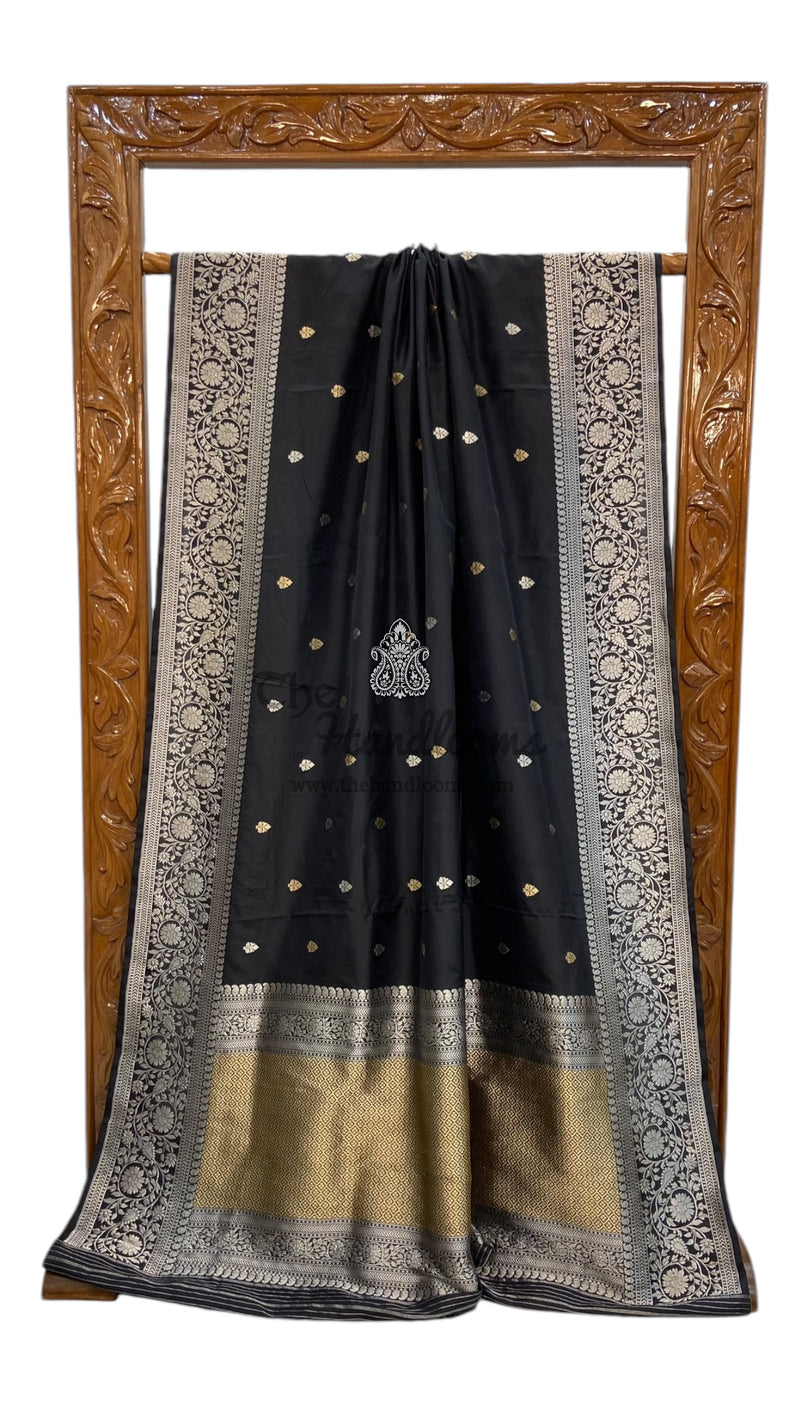 Pure Katan Silk Banarasi Handloom Saree - All over Kadua motifs - The Handlooms