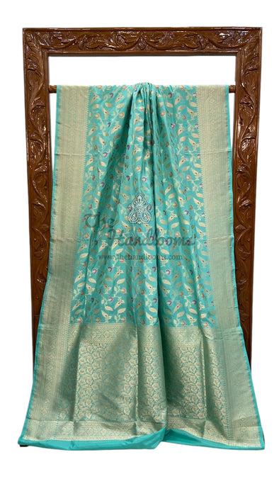 Pure Katan Silk Banarasi Handloom Saree - All over Jaal work with Meenakari