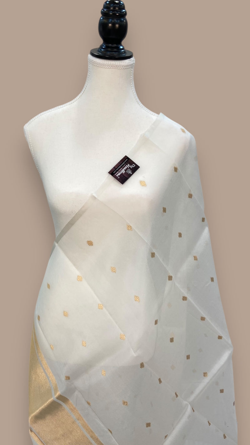 Pure kora Banarasi Handloom Dupatta - The Handlooms