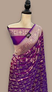 Pure Katan Silk Banarasi Handloom Saree - All over jaal work - The Handlooms