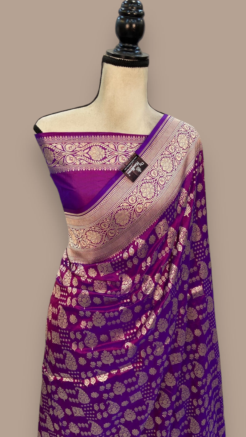 Pure Katan Silk Banarasi Handloom Saree - All over jaal work - The Handlooms