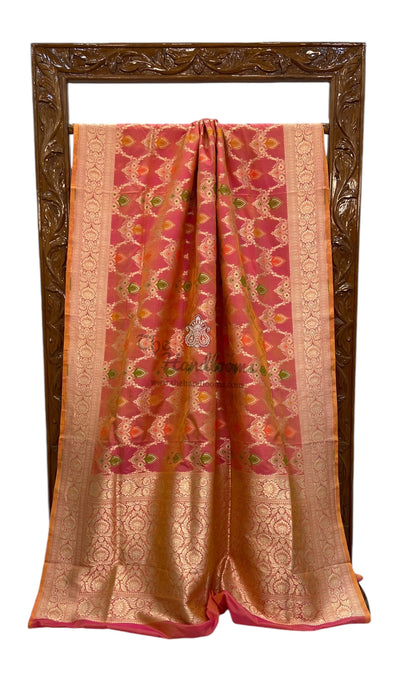 Pure Katan Silk Banarasi Handloom Saree - All over Jaal work - With Meenakari