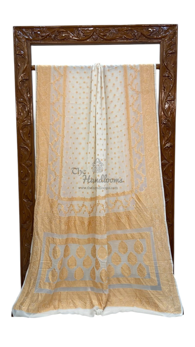 Pure Khaddi Georgette Banarasi Saree -  Gold zari - The Handlooms