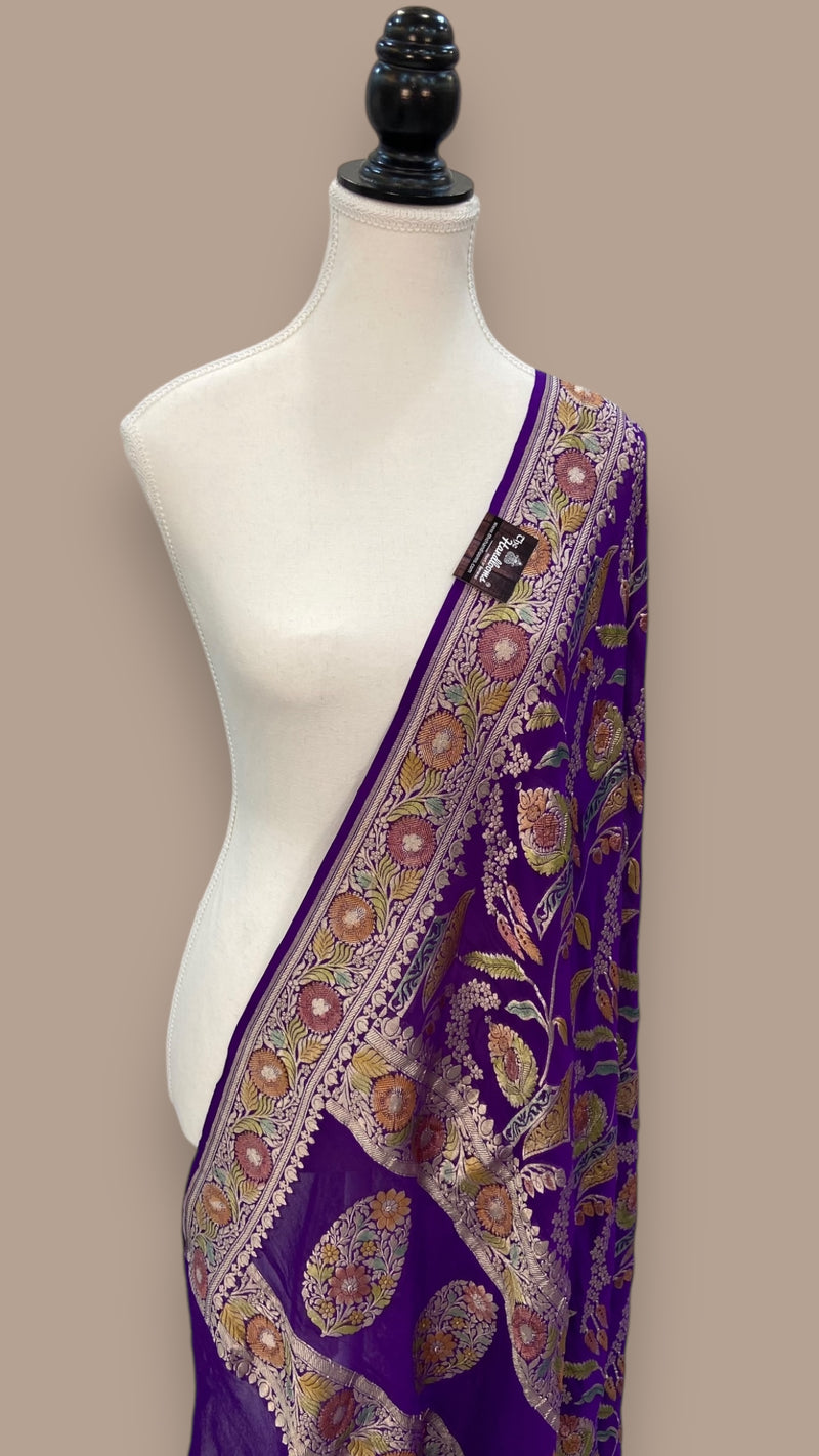 Khaddi Georgette Handloom Banarasi Dupatta - The Handlooms
