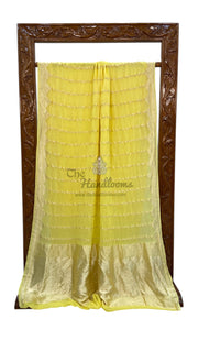 Yellow Pure Khaddi Georgette Handloom Banarasi Saree - The Handlooms