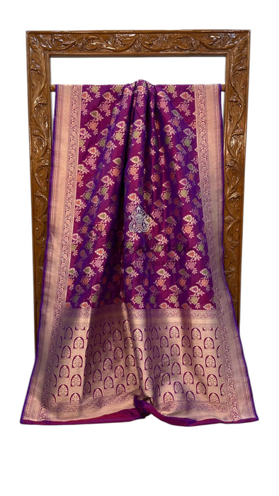 Pure Katan Silk Banarasi Handloom Saree - All over Jaal work - With Meenakari