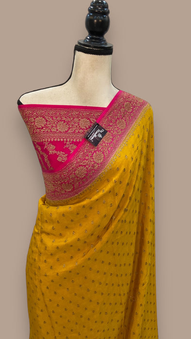 Khaddi Crepe Georgette Banarasi Saree -  Antique zari