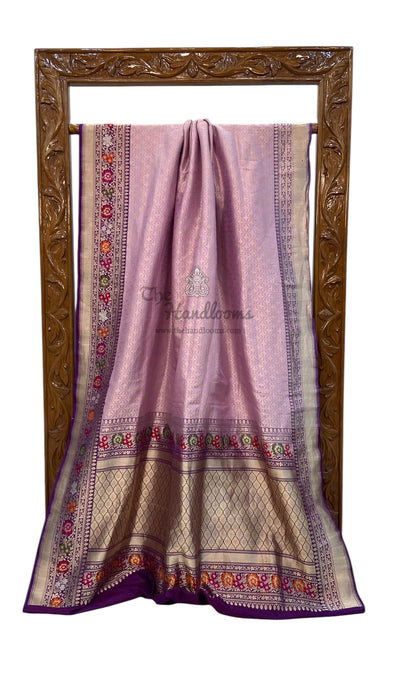 Pure Katan Silk Banarasi Handloom Saree - Tanchui Brocade With Meenakari