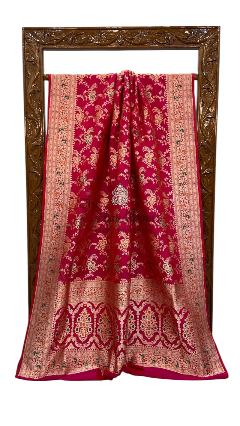 Pure Katan Silk Banarasi Handloom Saree - All over Jaal work - With Meenakari - The Handlooms