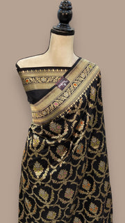 Pure Katan Silk Banarasi Handloom Saree - All over Jaal work with Meenakari - The Handlooms