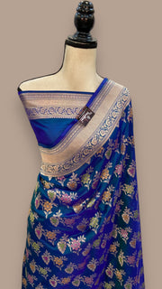 Pure Katan Silk Banarasi Handloom Saree - All over Jaal work - With Meenakari - The Handlooms