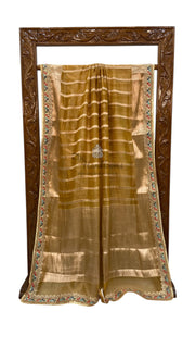 Pure Kora Tissue Handloom Banarasi Saree With Lace - The Handlooms