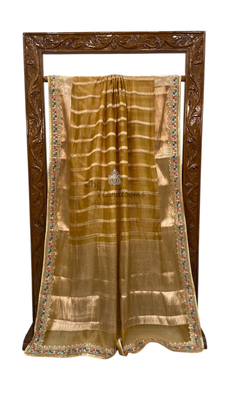 Pure Kora Tissue Handloom Banarasi Saree With Lace - The Handlooms