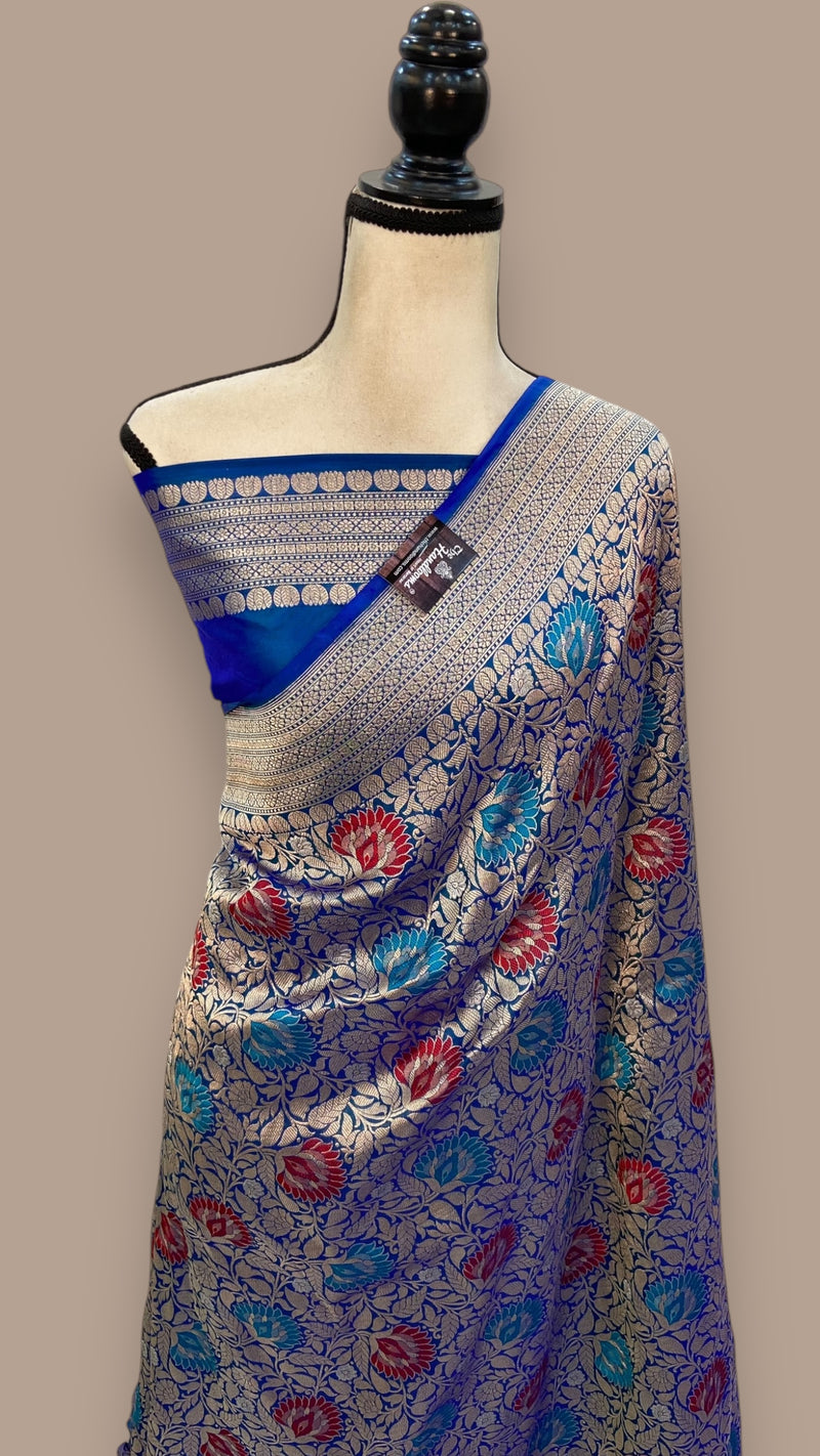 Pure Katan Silk Banarasi Handloom Saree - Tanchui Brocade With Meenakari - The Handlooms