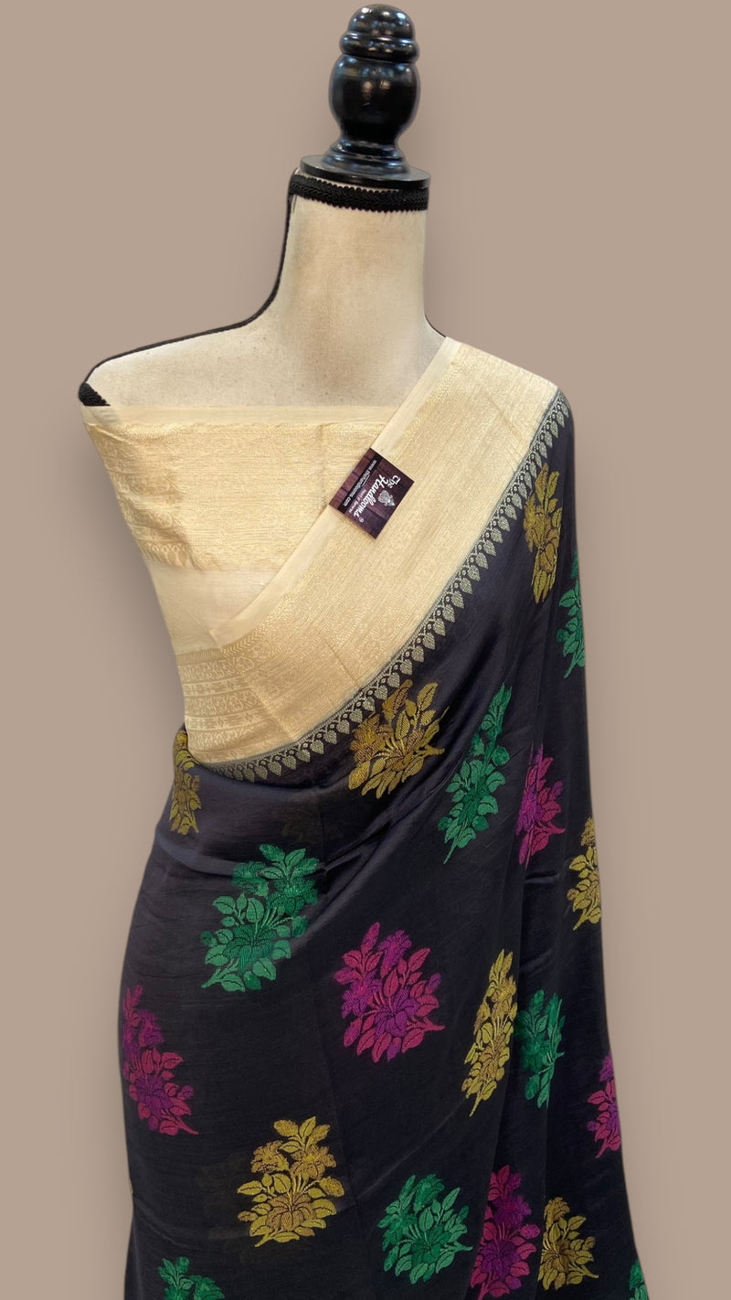 Pure Butter Crepe Banarasi Saree - The Handlooms