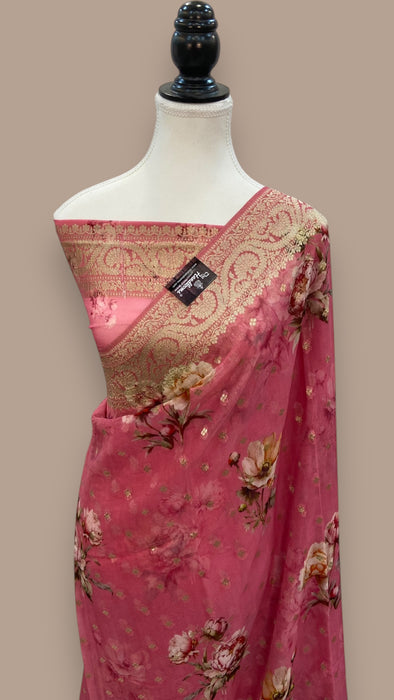 Pure Georgette Banarasi Saree With Digital Print