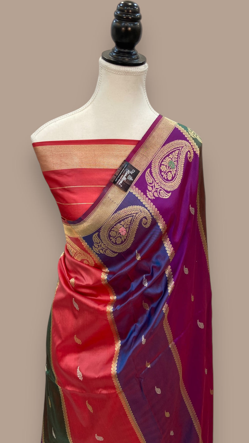 Pure Katan Silk Banarasi Handloom Saree - Rangkat - The Handlooms