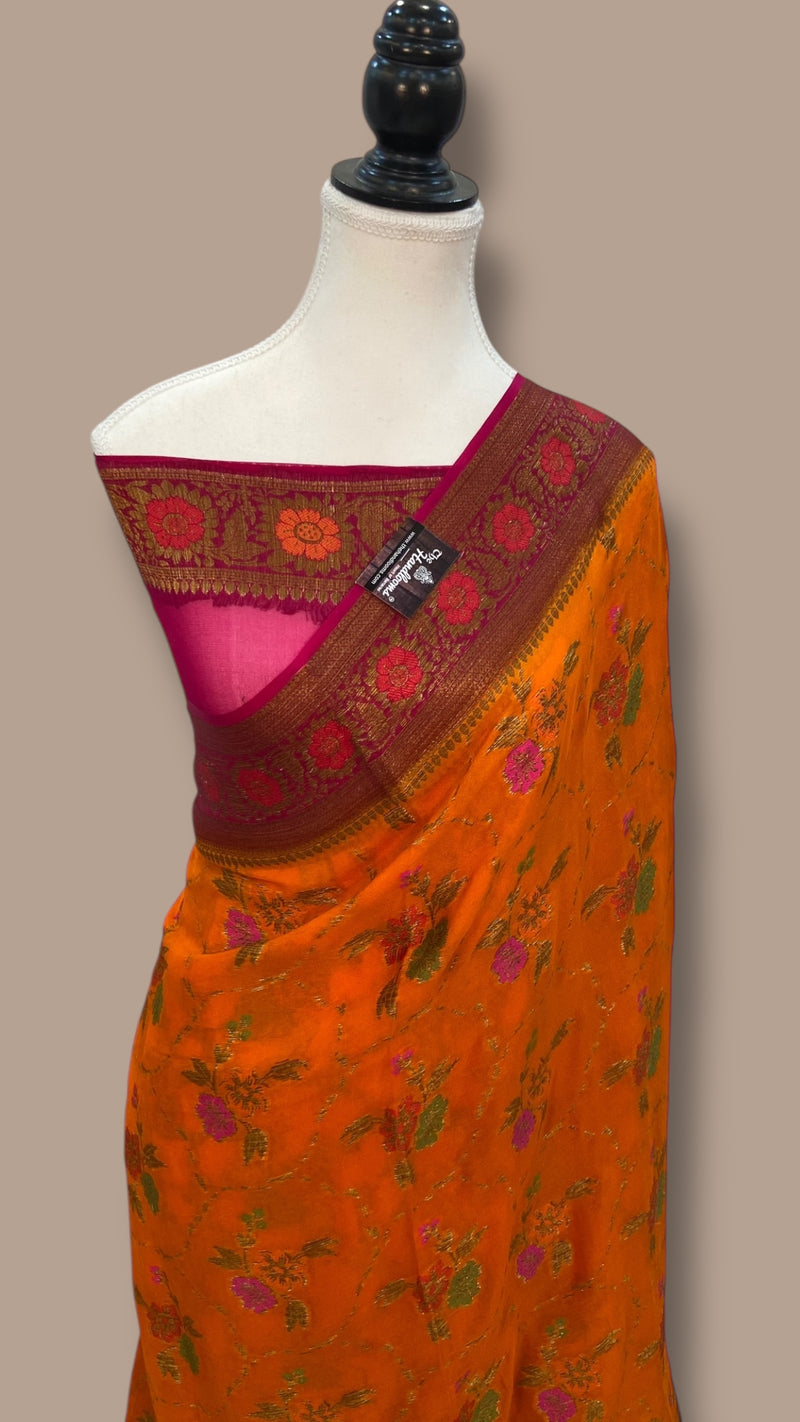 Pure Chiffon Khaddi Banarasi Saree - The Handlooms