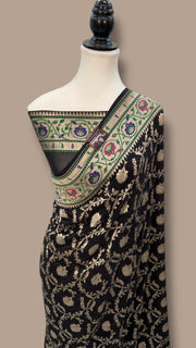 Pure Georgette Banarasi Handloom Saree - with meenakari work - The Handlooms